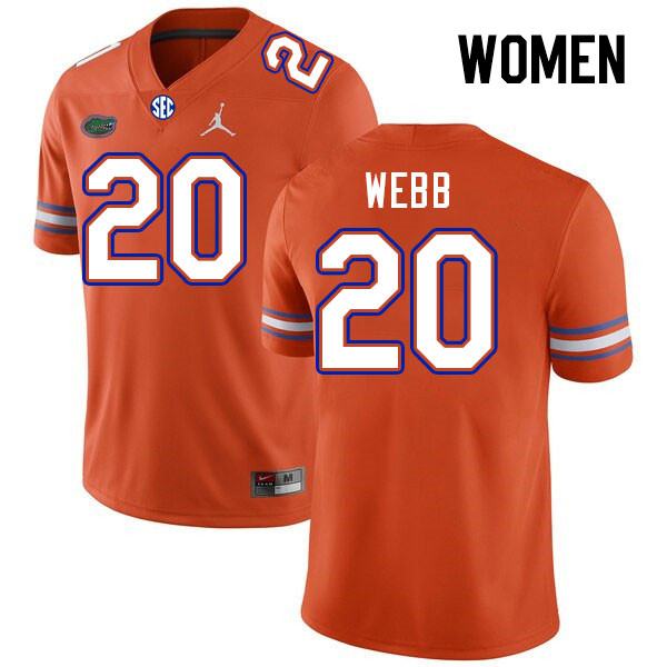 Women #20 Treyaun Webb Florida Gators College Football Jerseys Stitched-Orange - Click Image to Close